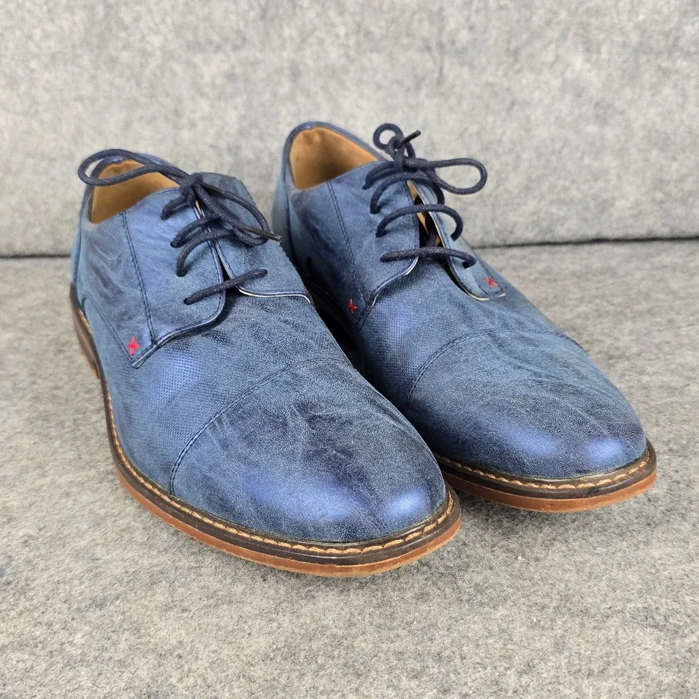 Metro Charm MC600 Mens Size 11 Blue Distressed Cap Toe Oxford Casual Dress Shoes